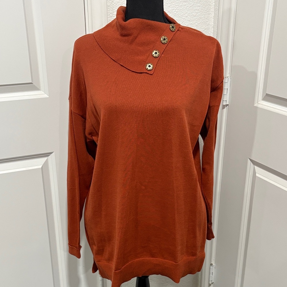 Women's Rust Cowl Neck Sweater